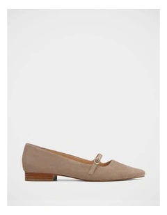 Carina Suede Leather Ballet Flat on Light Taupe