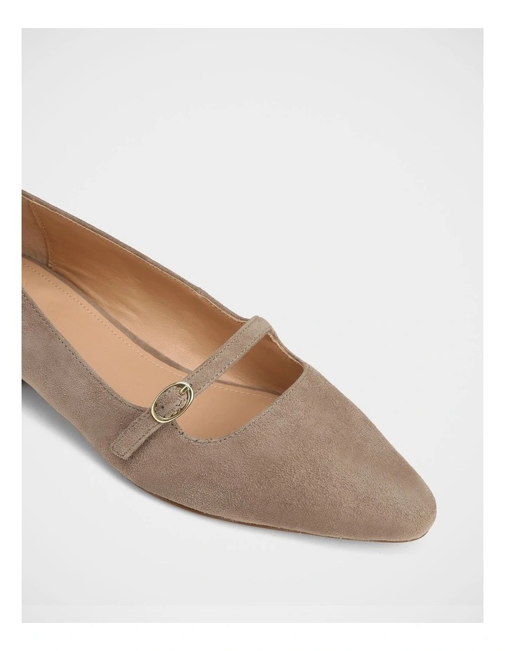 Carina Suede Leather Ballet Flat on Light Taupe image 3