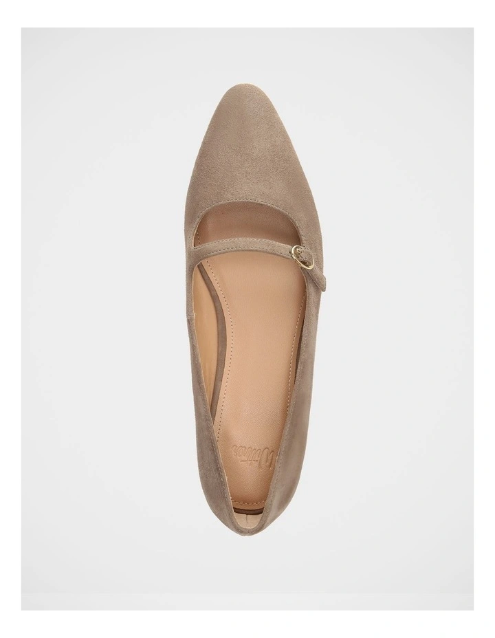Carina Suede Leather Ballet Flat on Light Taupe image 5