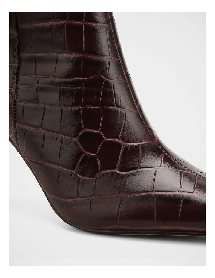 Nina Croc Embossed Leather Ankle Boot in Raisin image 3