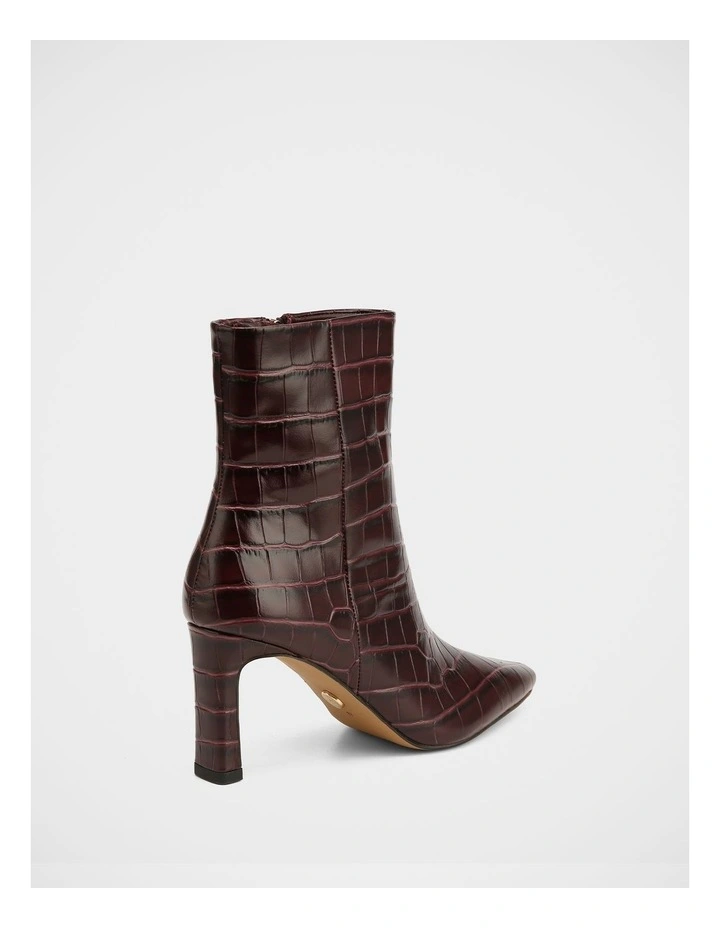 Nina Croc Embossed Leather Ankle Boot in Raisin image 4
