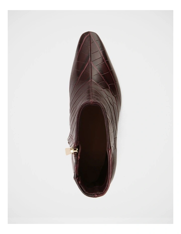 Nina Croc Embossed Leather Ankle Boot in Raisin image 5