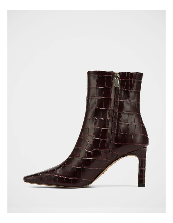 Nina Croc Embossed Leather Ankle Boot in Raisin image 6