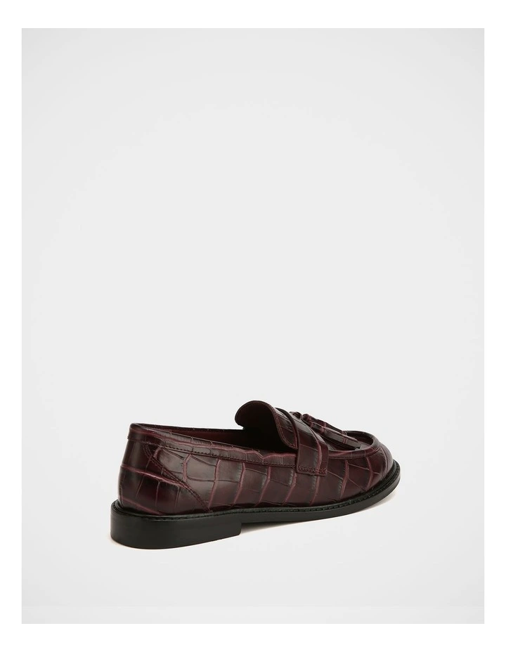 Evelyn Croc Embossed Leather Loafer in Raisin image 4