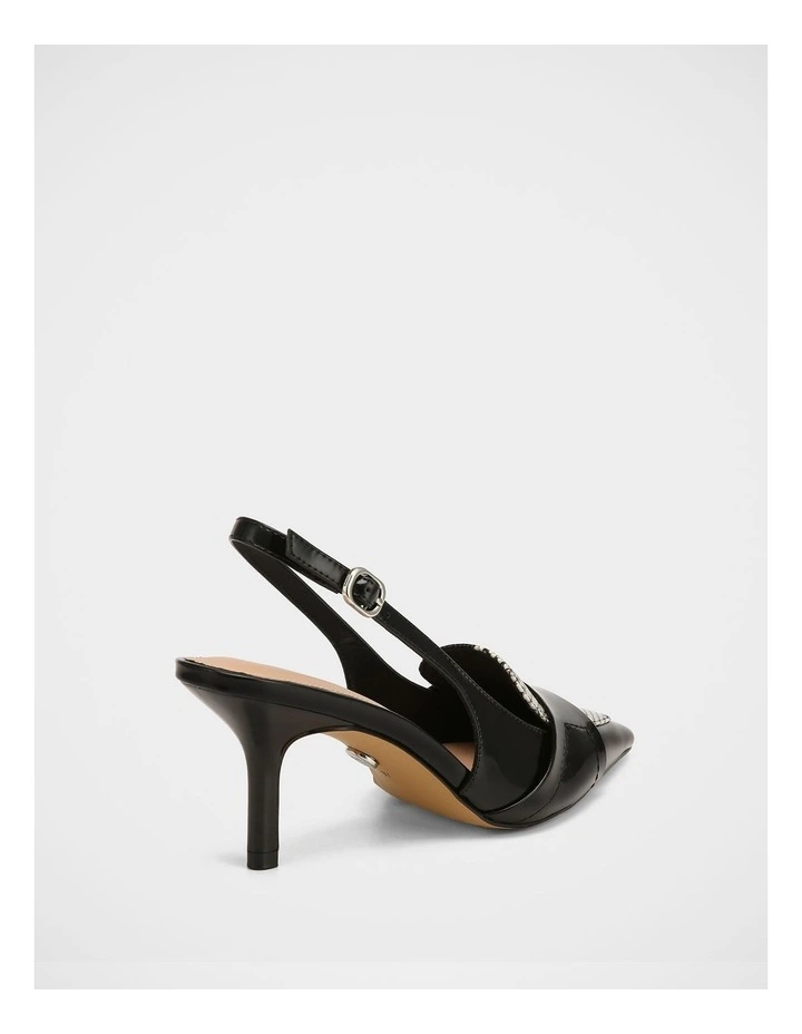 Luna Snake Embossed Leather Slingback in Black image 4