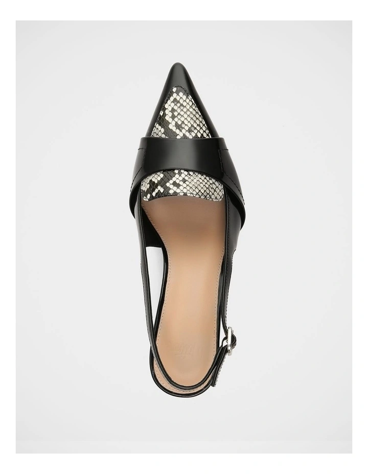 Luna Snake Embossed Leather Slingback in Black image 5