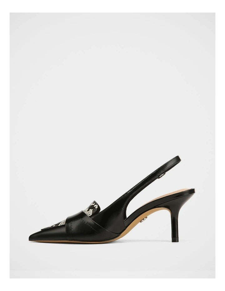 Luna Snake Embossed Leather Slingback in Black image 6