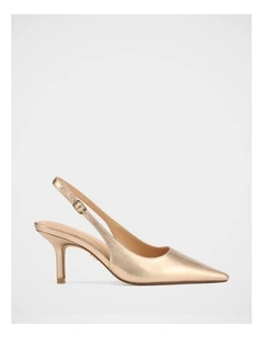 Leia Metallic Leather Slingback in Champagne