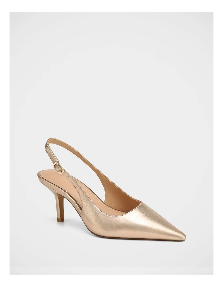 Leia Metallic Leather Slingback in Champagne image 2