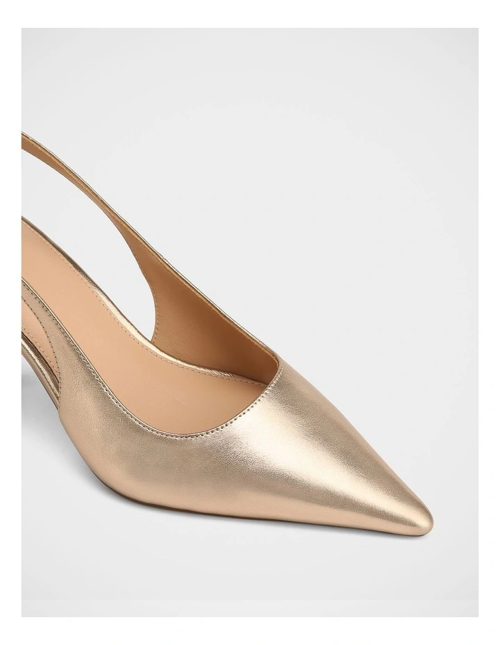 Leia Metallic Leather Slingback in Champagne image 3