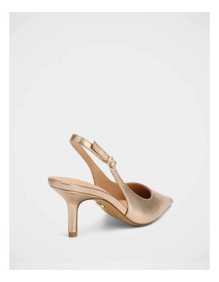 Leia Metallic Leather Slingback in Champagne image 4