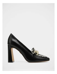Pence Snake Print Leather Pump in Black
