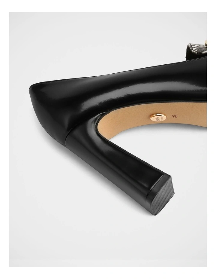 Pence Snake Print Leather Pump in Black image 3