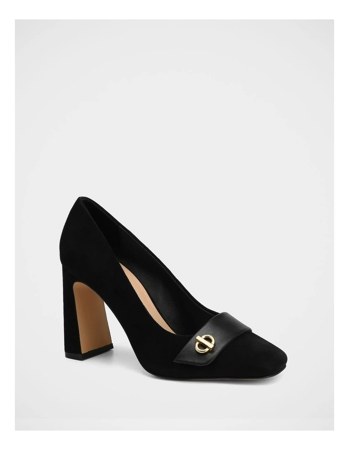 Petra Suede Leather Pump in Black image 2