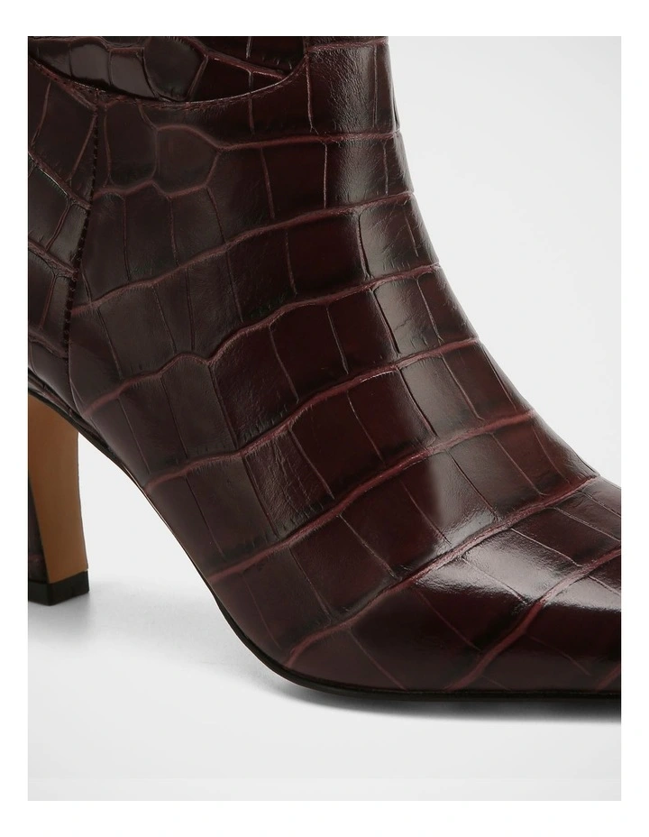 Louella Croc Embossed Leather Knee High Boot in Raisin image 3