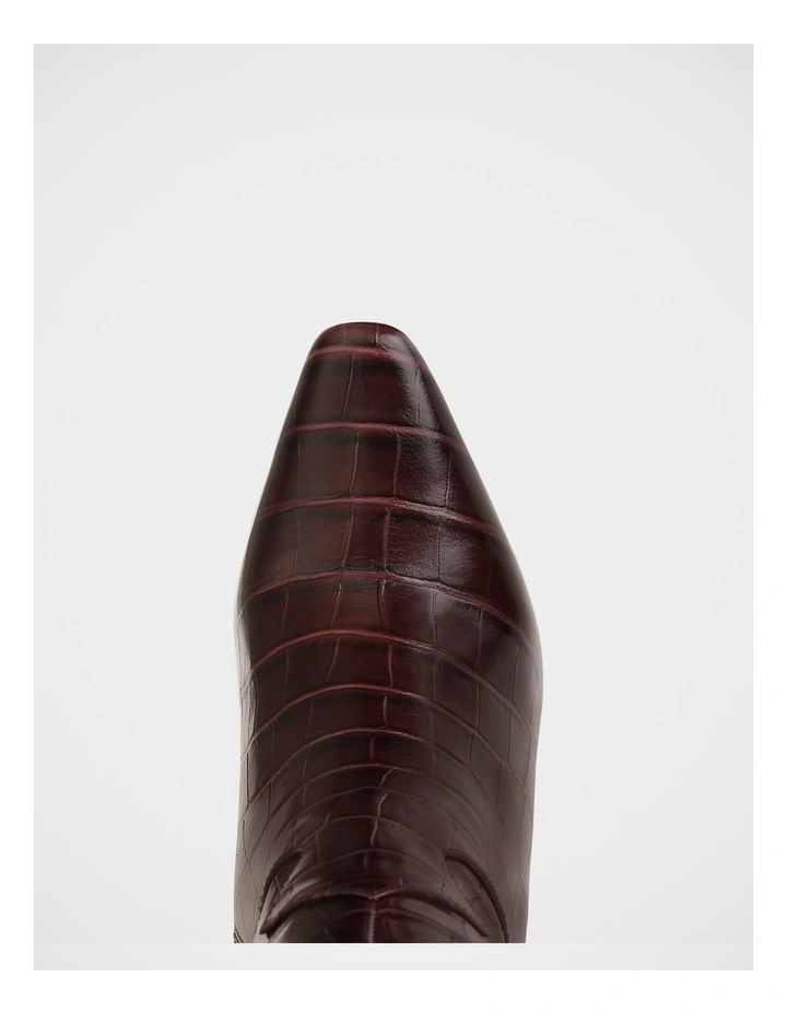 Louella Croc Embossed Leather Knee High Boot in Raisin image 5