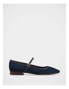 Aimee Suede Leather Mary Jane in Navy