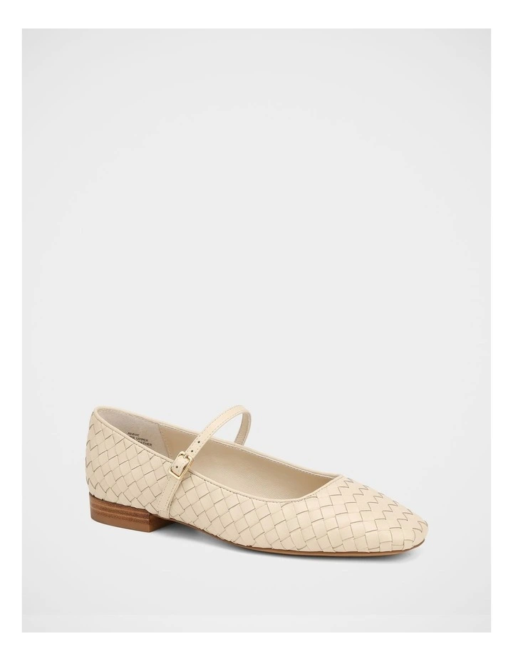 Annie Woven Leather Flat in Chalk image 2