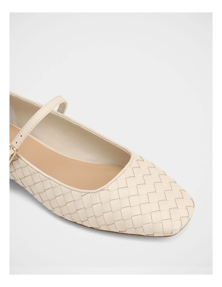 Annie Woven Leather Flat in Chalk image 3