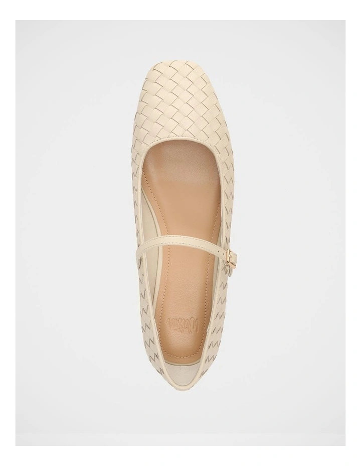 Annie Woven Leather Flat in Chalk image 4