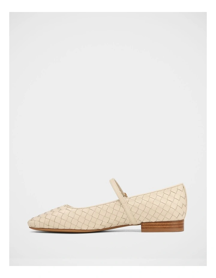 Annie Woven Leather Flat in Chalk image 5