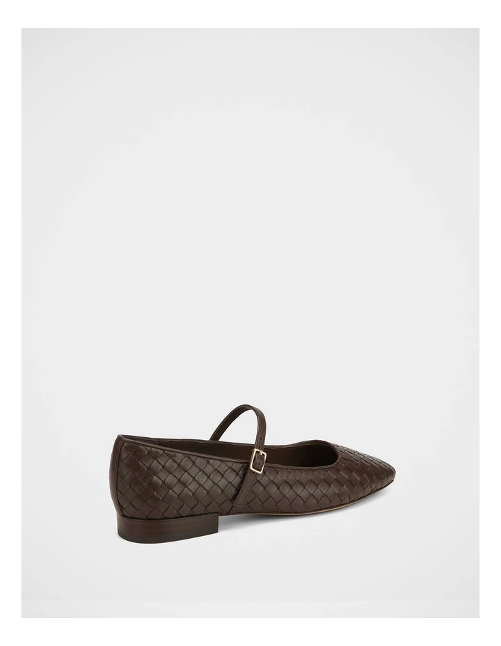 Annie Woven Leather Flat in Chocolate image 4