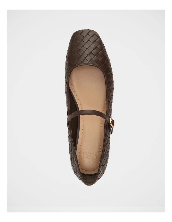 Annie Woven Leather Flat in Chocolate image 5