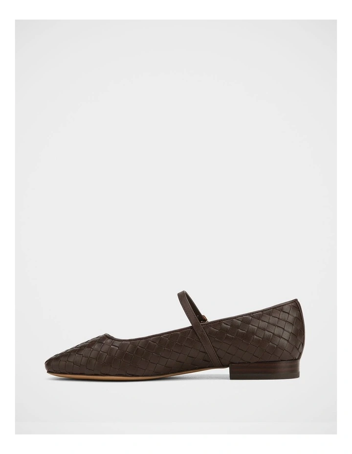 Annie Woven Leather Flat in Chocolate image 6