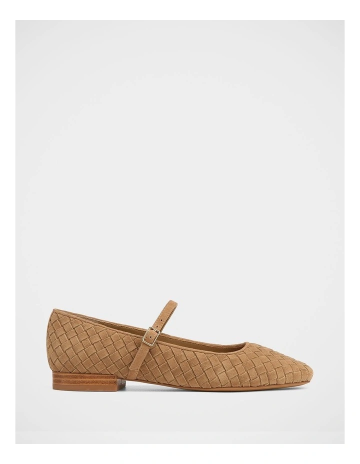 Annie Woven Leather Flat in Tan image 1