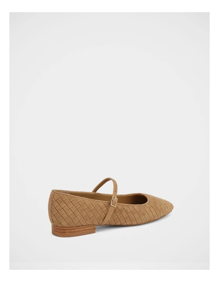 Annie Woven Leather Flat in Tan image 4