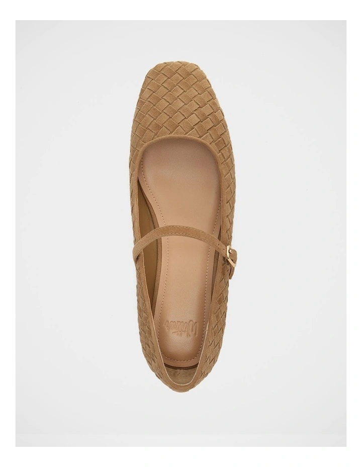 Annie Woven Leather Flat in Tan image 5