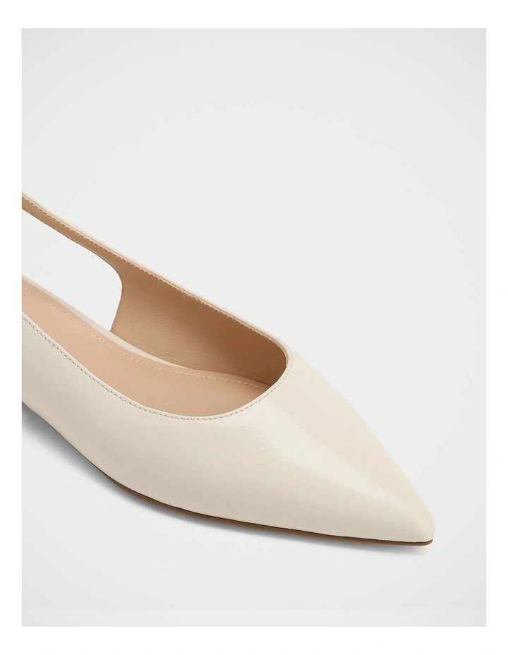 Mary Hi Shine Leather Slingback in Ivory image 3