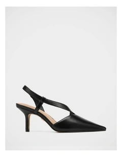 Lannie Leather Slingback in Black