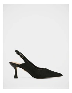 Lilly Hair-on Leather Slingback in Black
