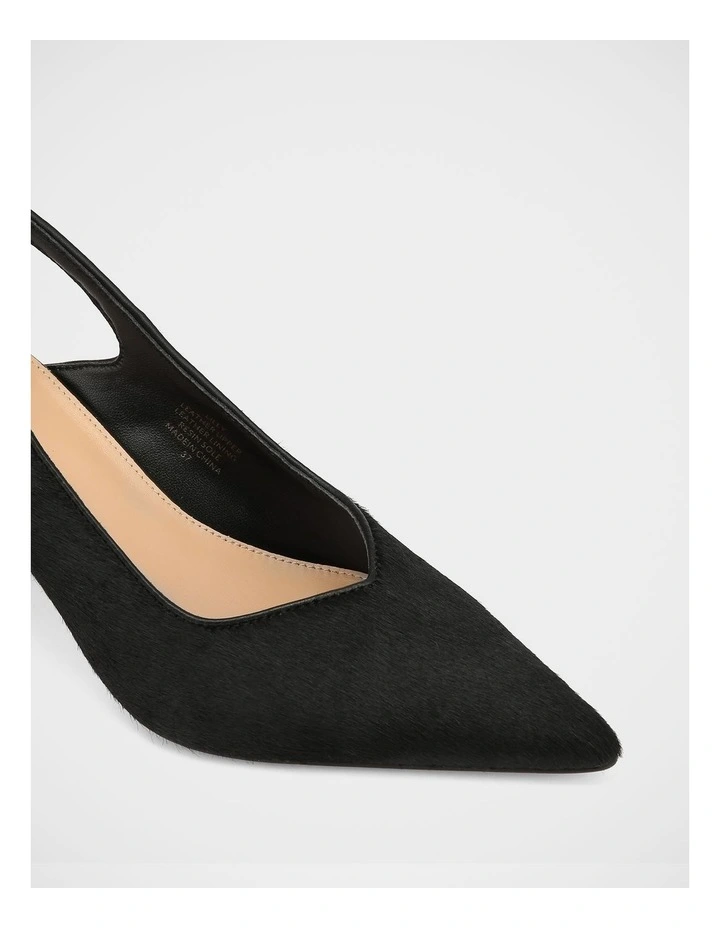 Lilly Hair-on Leather Slingback in Black image 3