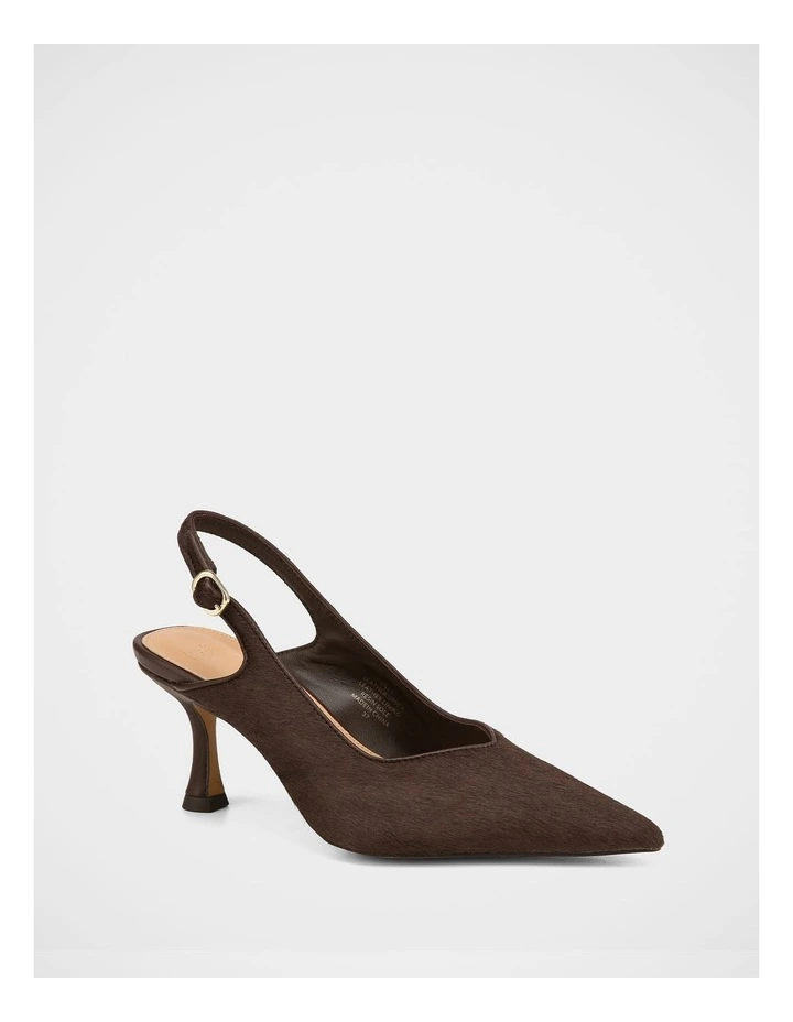 Lilly Hair-on Leather Slingback in Chocolate image 2