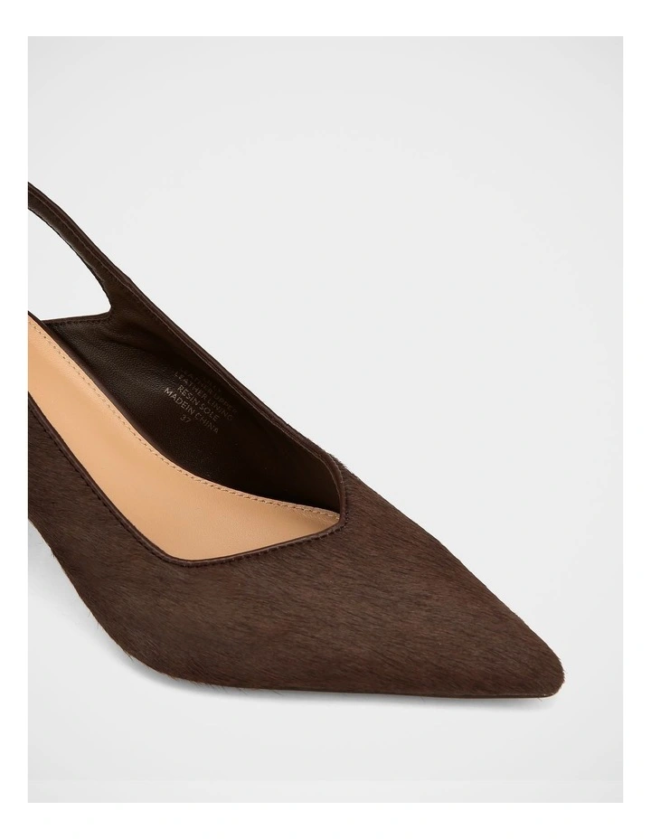 Lilly Hair-on Leather Slingback in Chocolate image 3