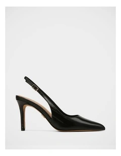 Riker Eel Leather High Slingbacks in Black