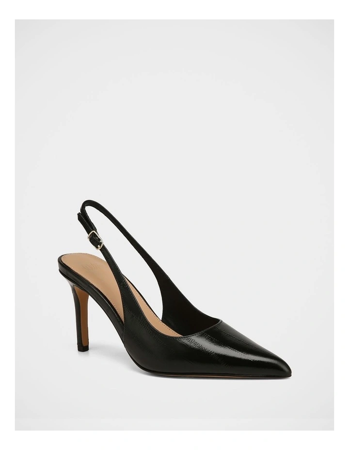 Riker Eel Leather High Slingbacks in Black image 2
