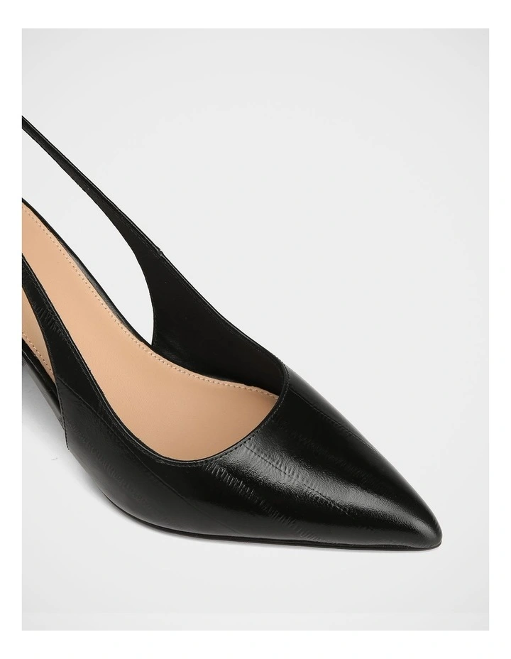 Riker Eel Leather High Slingbacks in Black image 3