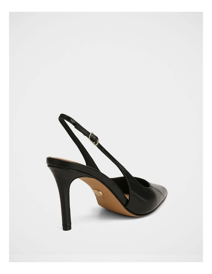 Riker Eel Leather High Slingbacks in Black image 4