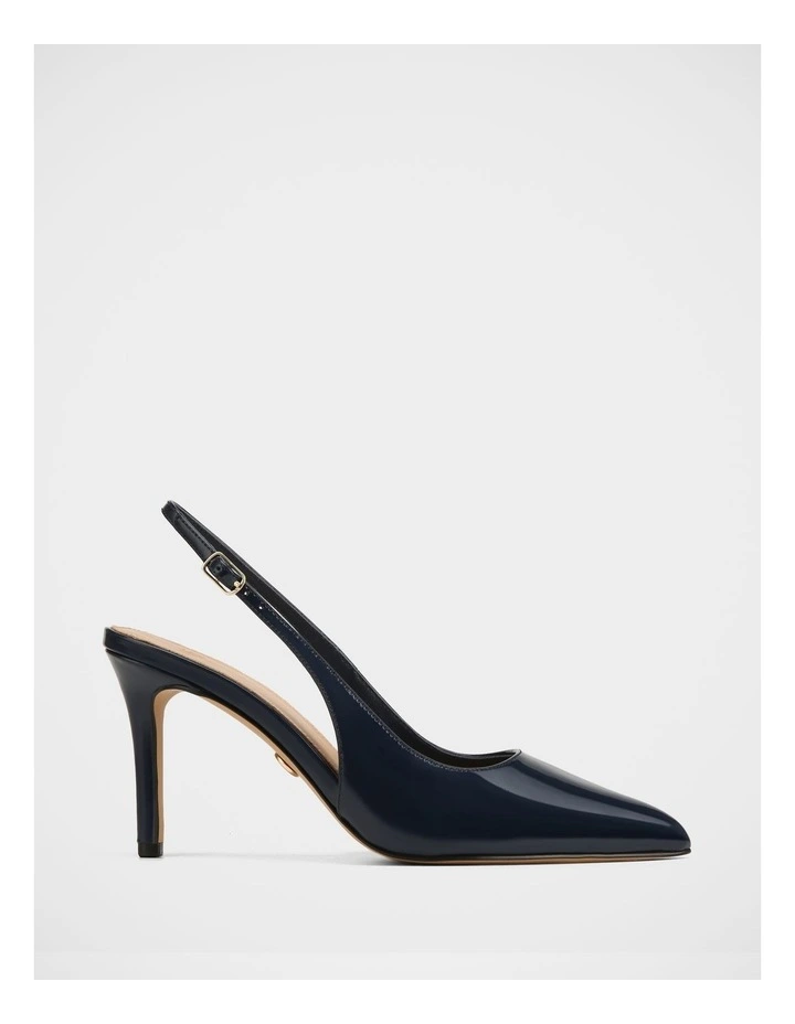 Riker Patent Leather High Slingbacks in Ink Navy image 1