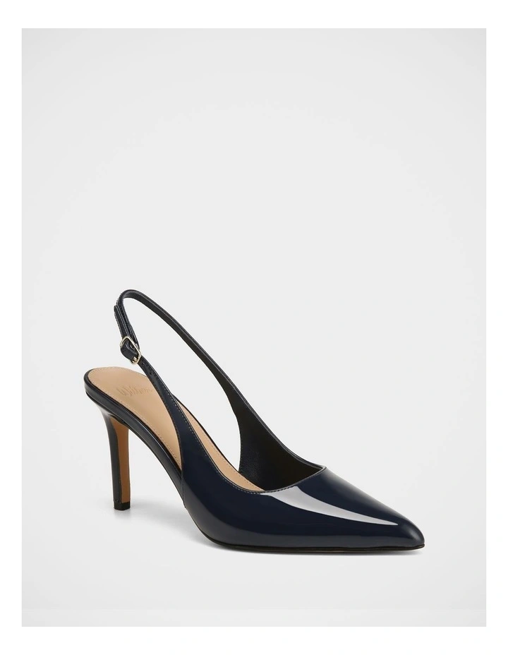 Riker Patent Leather High Slingbacks in Ink Navy image 2