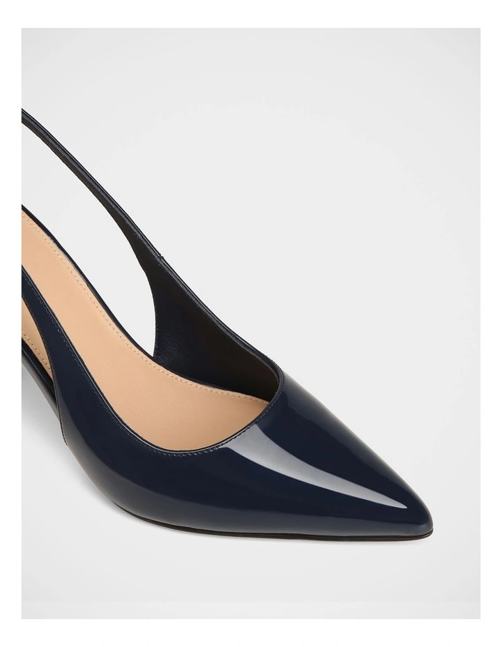 Riker Patent Leather High Slingbacks in Ink Navy image 3