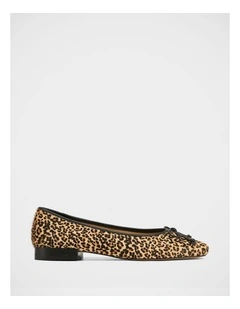Armenia Hair-on Leather Ballet Flats in Leopard Print