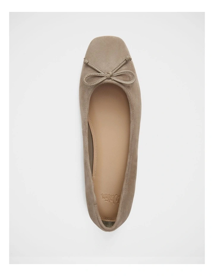 Armenia Suede Leather Ballet Flats in Taupe image 5