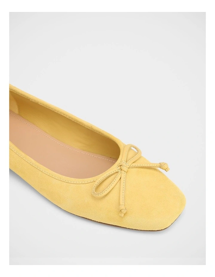 Armenia Suede Leather Ballet Flat In Lemon image 3