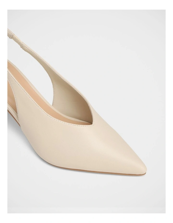 Tessa Leather High Heel Slingbacks in Vintage Ivory image 3