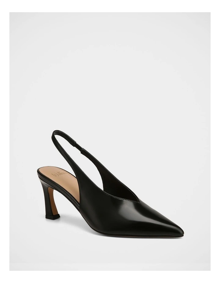 Tessa Leather High Heel Slingbacks in Black image 2