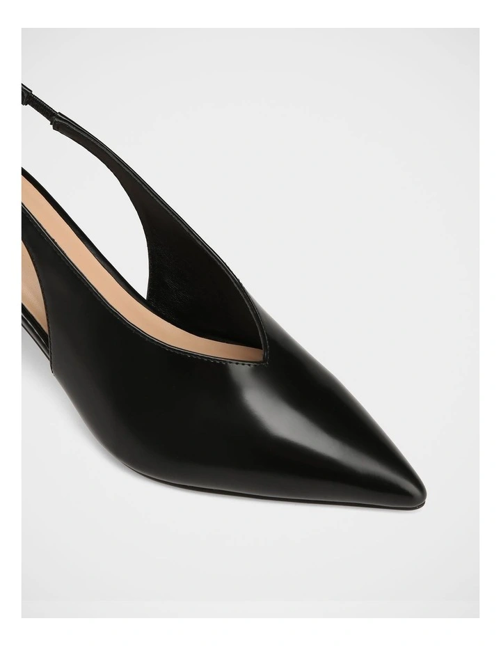 Tessa Leather High Heel Slingbacks in Black image 3